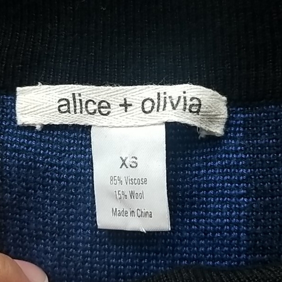 Alice + Olivia Royal Blue Knit Shift Dress Black Trim Viscose Wool Blend XS - Picture 7 of 7